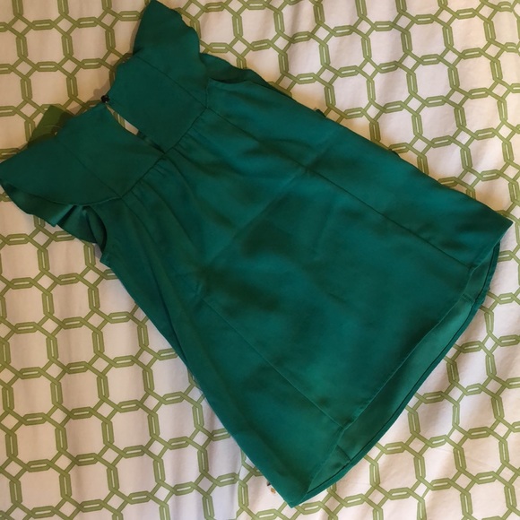 kate spade® ♠️ Cascading Ruffle Dress Emerald Green Holiday Size 3 - Picture 4 of 9